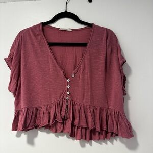 Lucky Brand Peplam cropped blouse